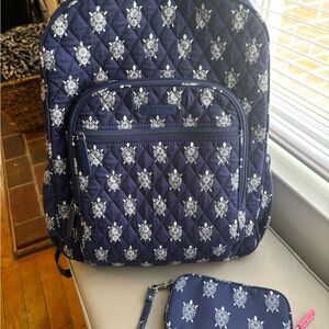 Vera Bradley Navy Backpack and Wristlet Set
